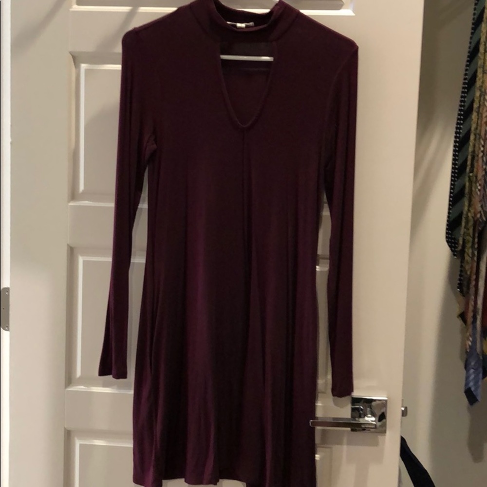 Mock neck cotton dress